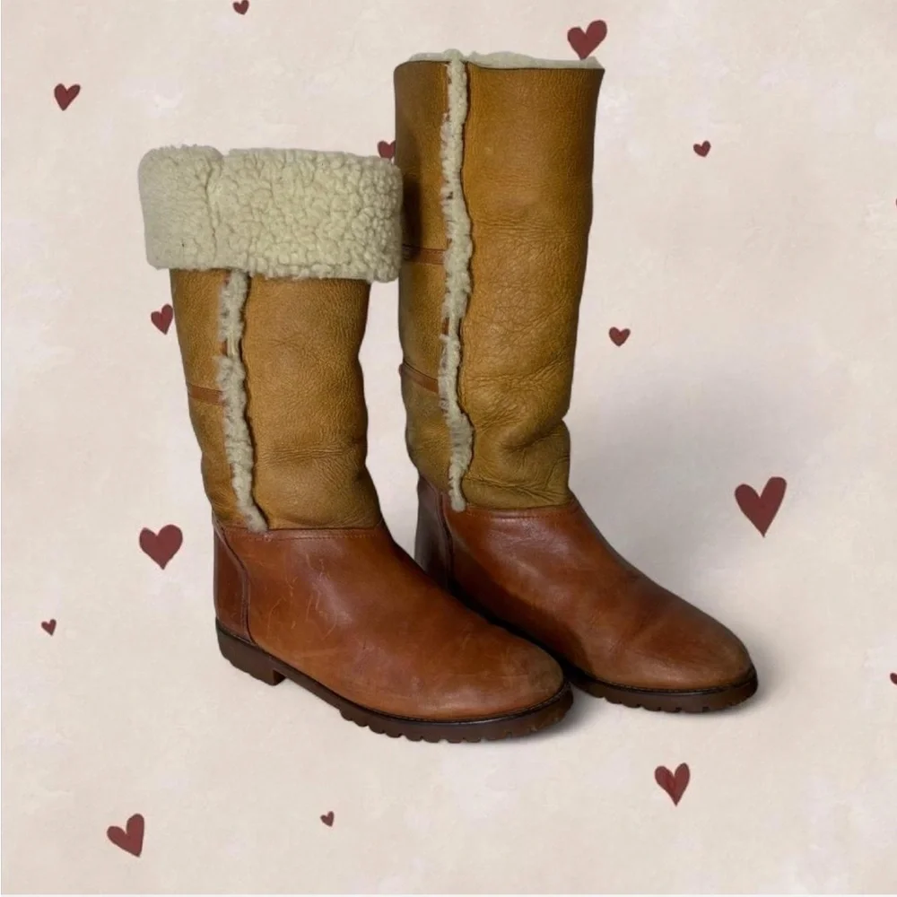 Vintage Tan Shearling Lined Winter Boots - Picture 5 of 8